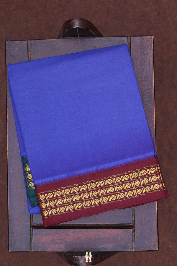 Ganga Jamuna Border Blue Cotton Dhoti With Angavastram Set