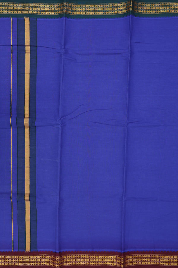 Ganga Jamuna Border Blue Cotton Dhoti With Angavastram Set