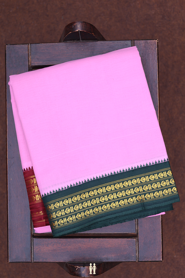 Ganga Jamuna Border Pink Cotton Dhoti With Angavastram Set