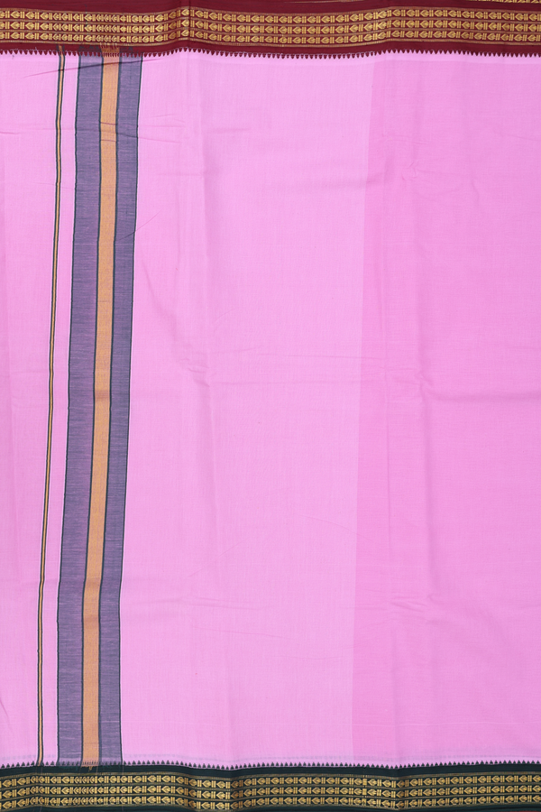 Ganga Jamuna Border Pink Cotton Dhoti With Angavastram Set