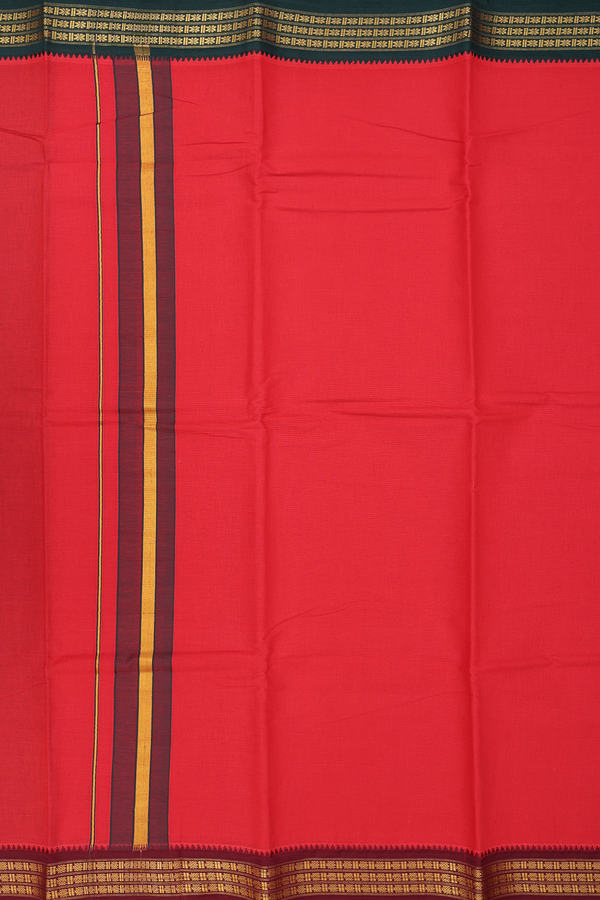 Ganga Jamuna Border Red Cotton Dhoti With Angavastram Set