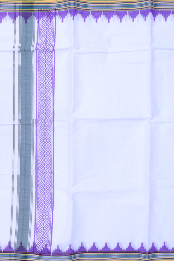 Temple Border White Cotton Dhoti With Angavastram Set