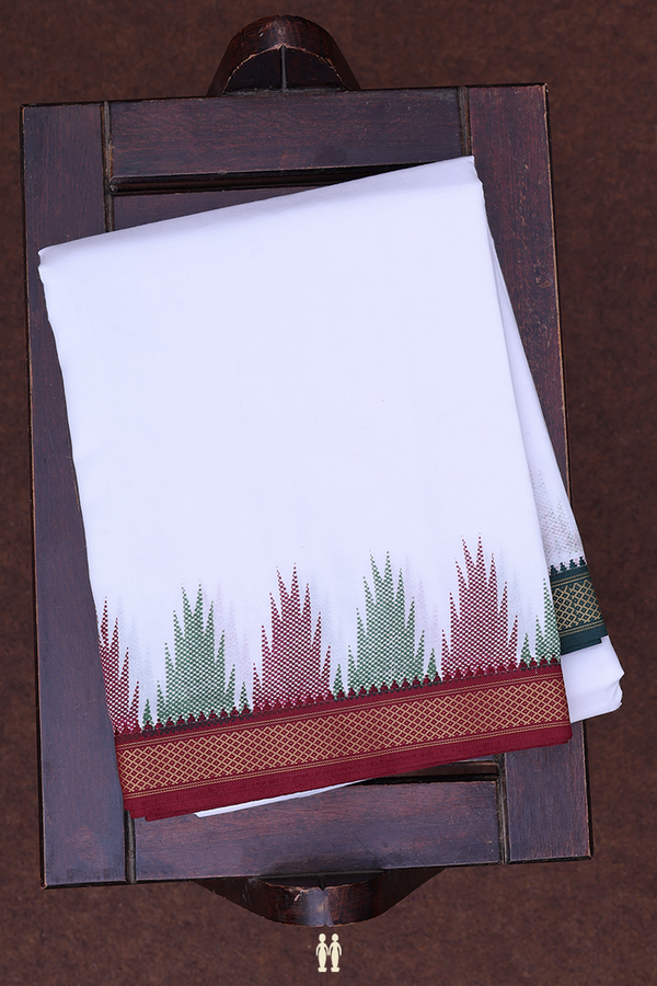 Ganga Jamuna Border White Cotton Dhoti With Angavastram Set