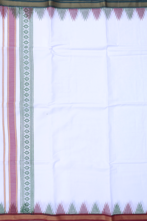 Ganga Jamuna Border White Cotton Dhoti With Angavastram Set