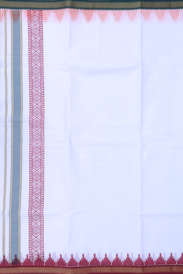 Ganga Jamuna Border White Cotton Dhoti With Angavastram Set