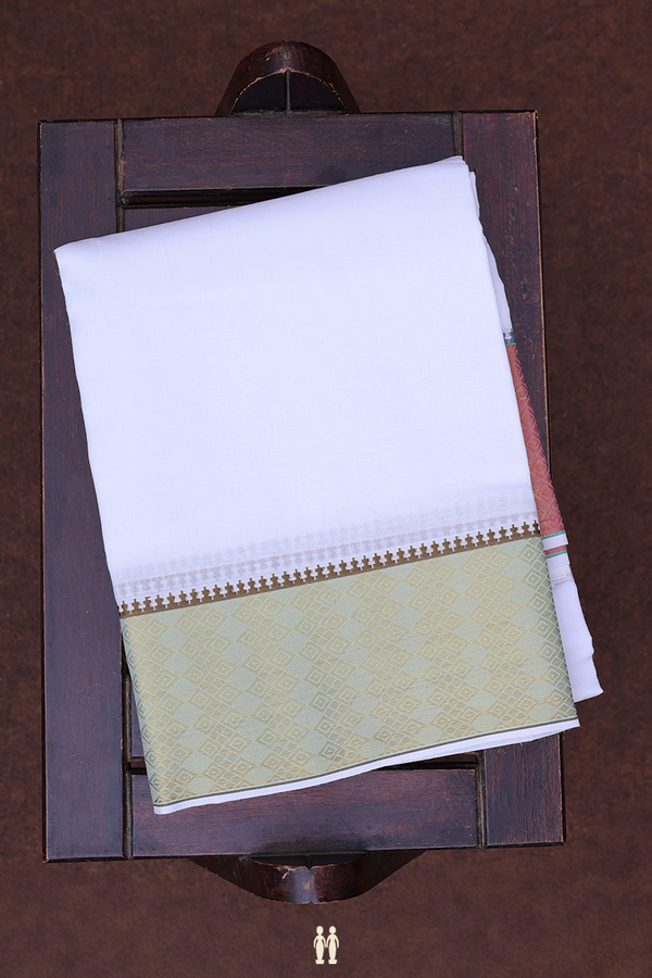 Ganga Jamuna Border White Cotton Dhoti With Angavastram Set