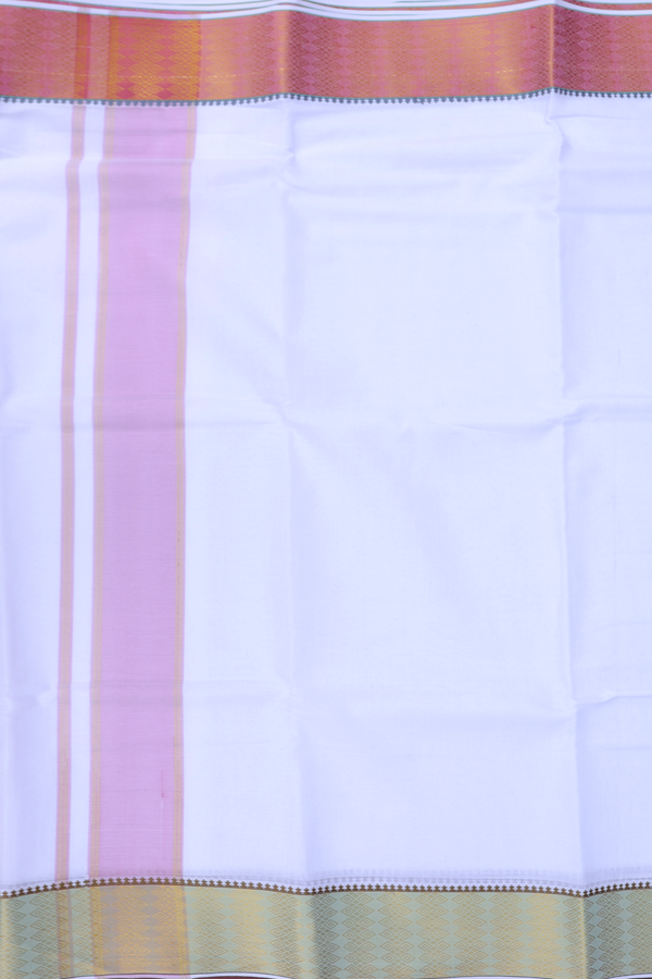 Ganga Jamuna Border White Cotton Dhoti With Angavastram Set
