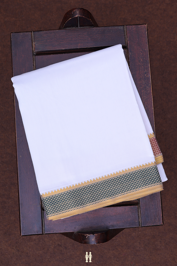 Ganga Jamuna Border White Cotton Dhoti With Angavastram Set