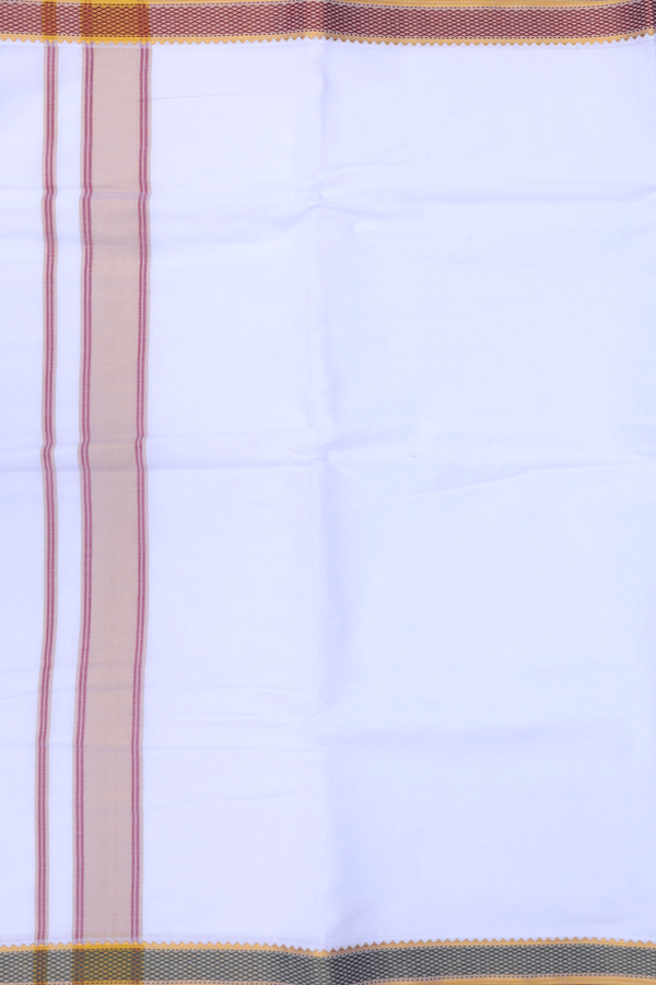 Ganga Jamuna Border White Cotton Dhoti With Angavastram Set