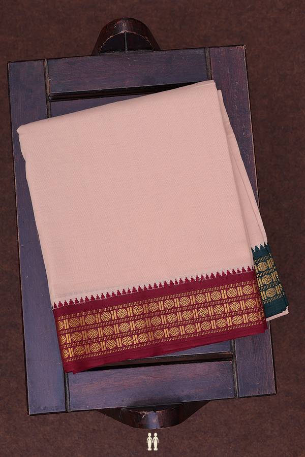 Ganga Jamuna Border Brown Cotton Dhoti With Angavastram Set