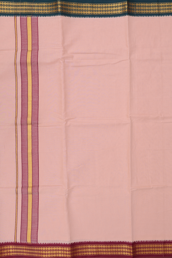 Ganga Jamuna Border Brown Cotton Dhoti With Angavastram Set