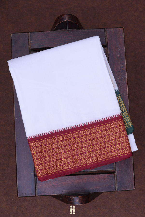 Ganga Jamuna Border White Cotton Dhoti With Angavastram Set