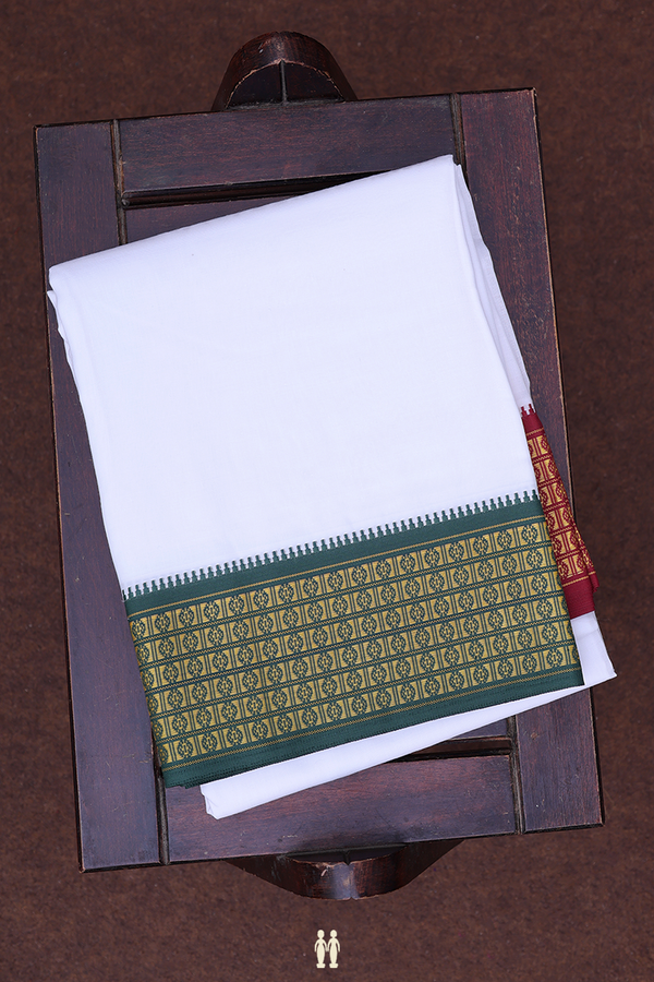 Ganga Jamuna Border White Cotton Dhoti With Angavastram Set