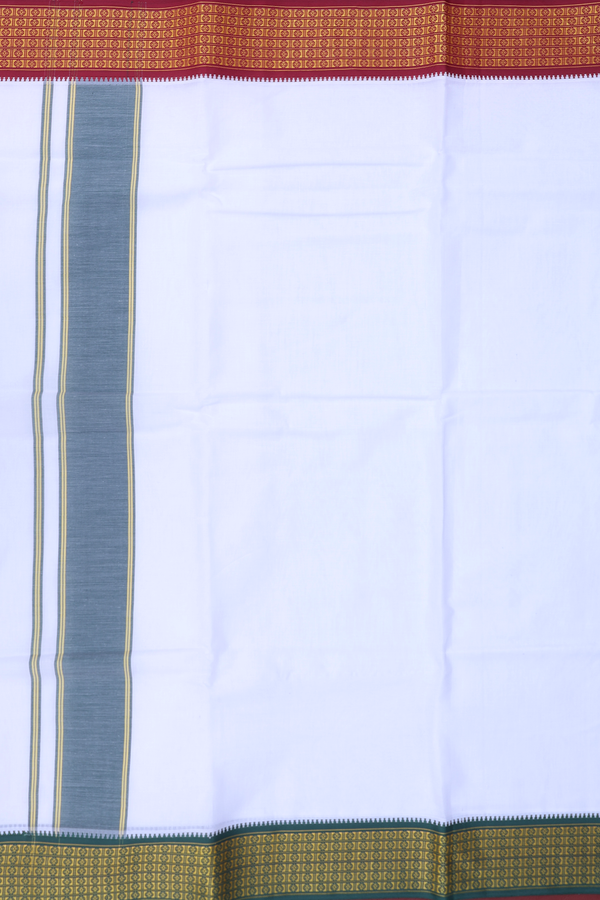 Ganga Jamuna Border White Cotton Dhoti With Angavastram Set