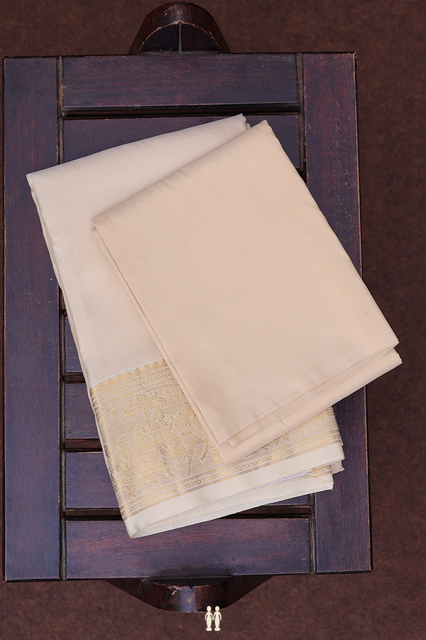 Traditional Border Brown Silk Dhoti With Shirt Material
