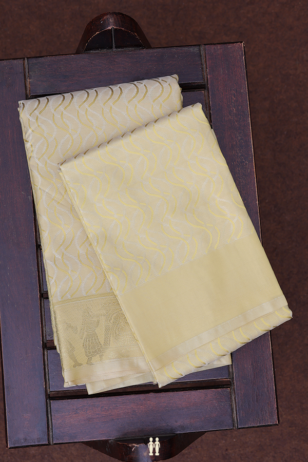 Traditional Border Yellow Art Silk Dhoti With Shirt Material