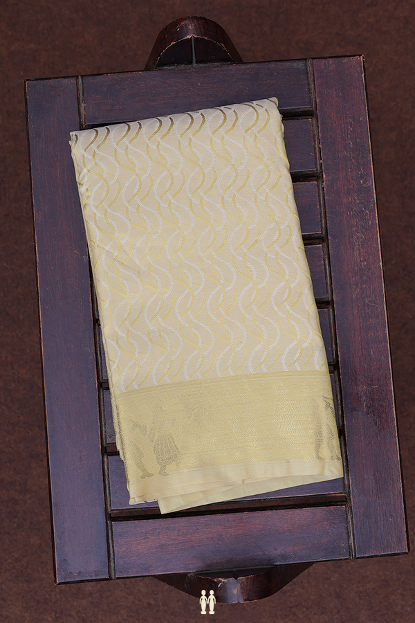 Traditional Border Yellow Art Silk Dhoti With Shirt Material