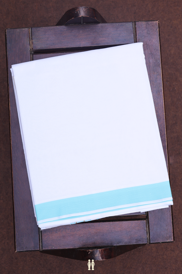 Contrast Border White Cotton Dhoti