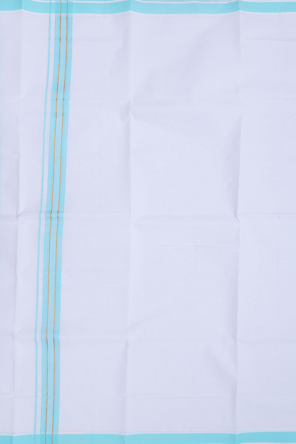Contrast Border White Cotton Dhoti