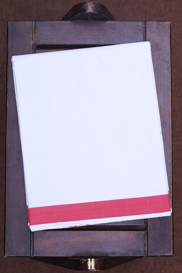 Contrast Border White Cotton Dhoti