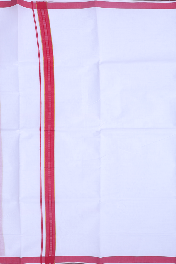 Contrast Border White Cotton Dhoti