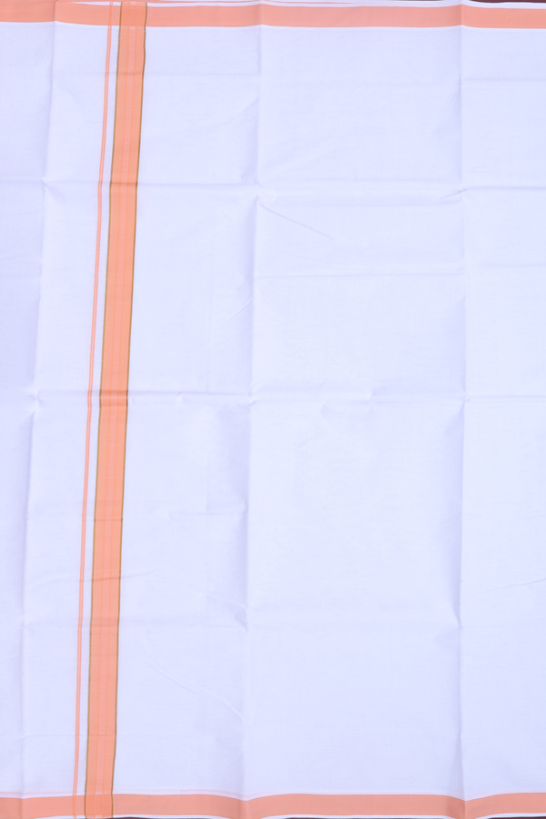 Contrast Border White Cotton Dhoti