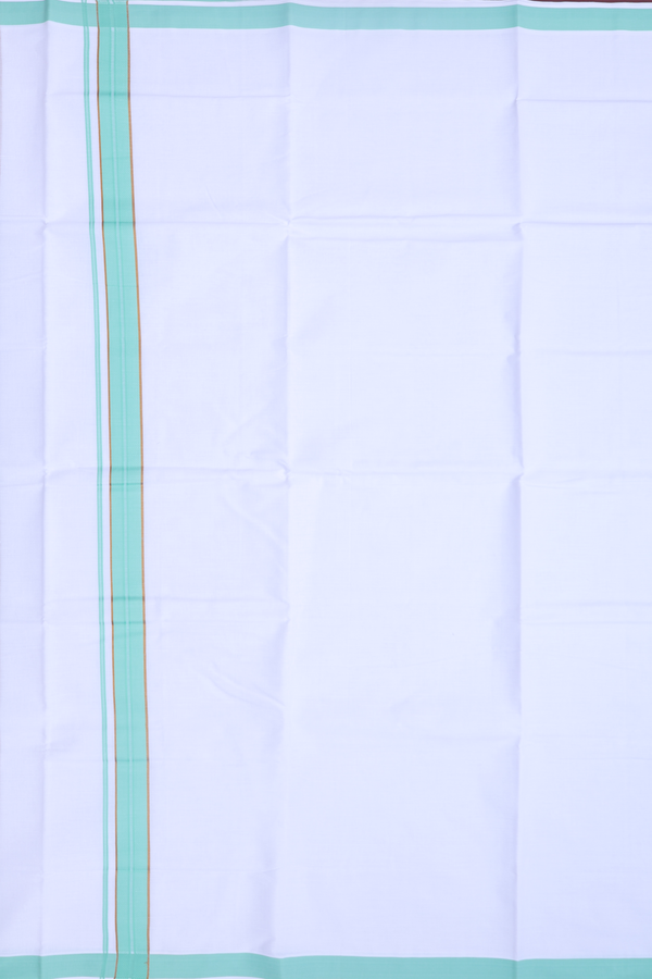 Contrast Border White Cotton Dhoti