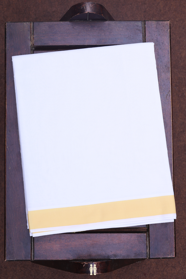 Contrast Border White Cotton Dhoti