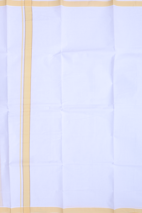 Contrast Border White Cotton Dhoti