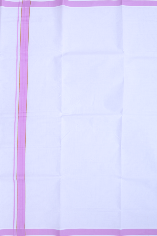 Contrast Border White Cotton Dhoti