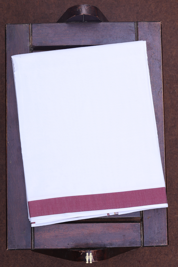 Contrast Border White Cotton Dhoti