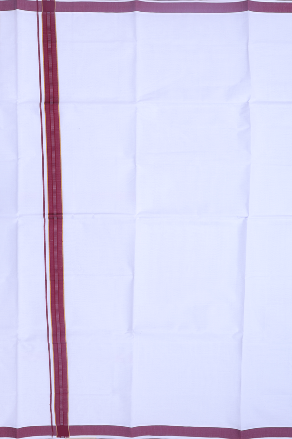 Contrast Border White Cotton Dhoti