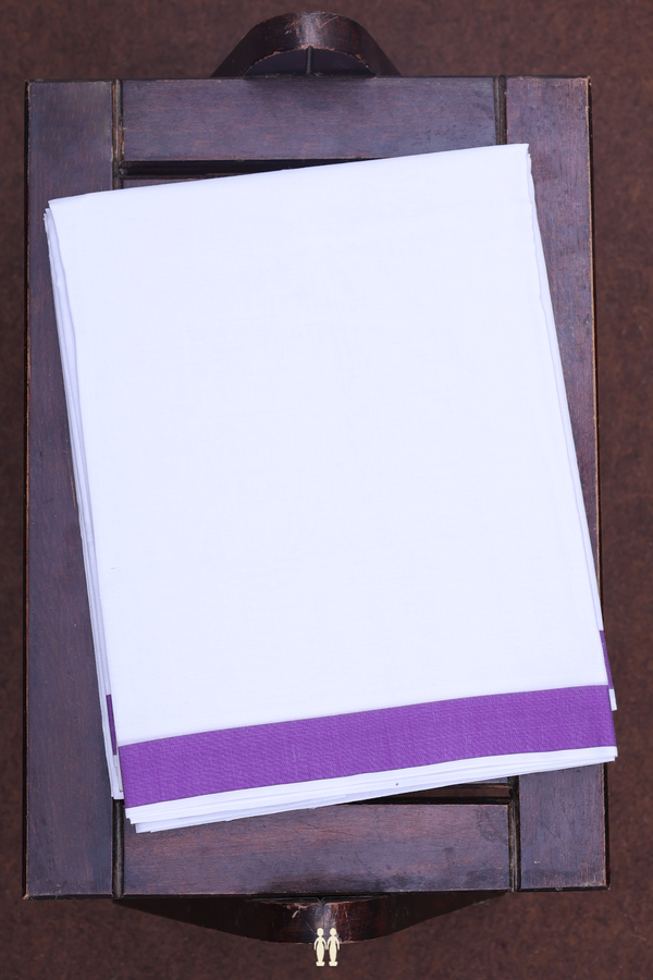 Contrast Border White Cotton Dhoti