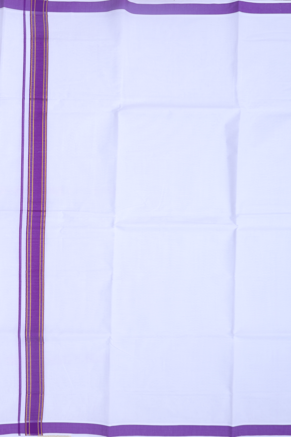 Contrast Border White Cotton Dhoti
