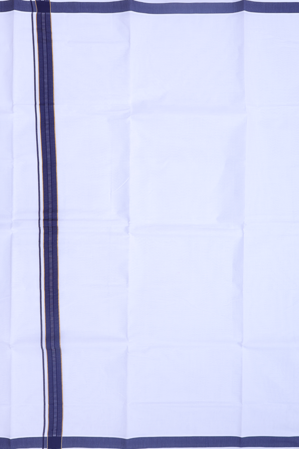 Contrast Border White Cotton Dhoti