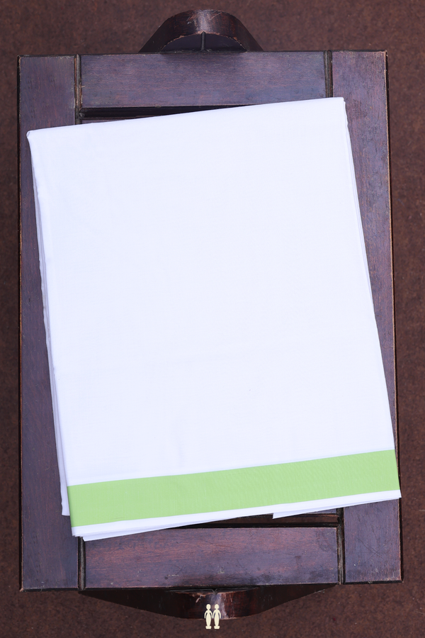 Contrast Border White Cotton Dhoti