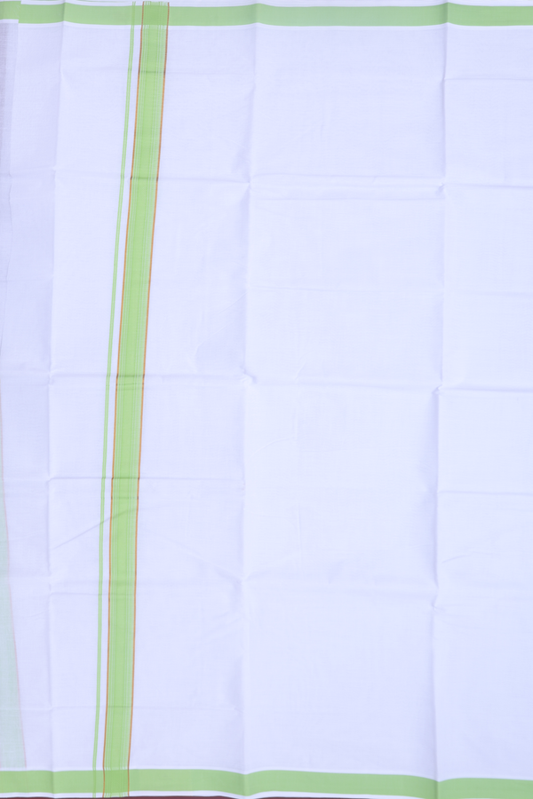 Contrast Border White Cotton Dhoti