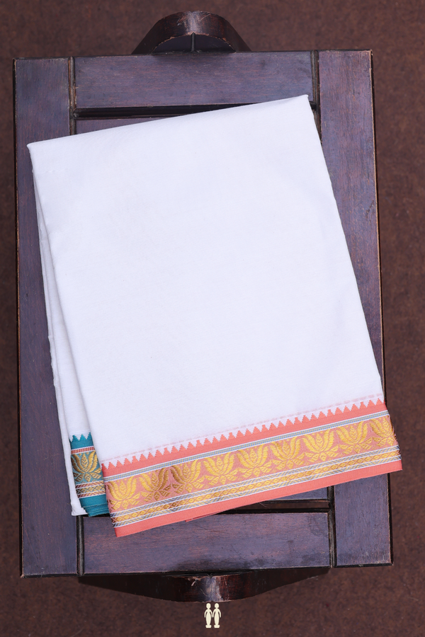 Ganga Jamuna Border White Cotton Dhoti With Angavastram Set
