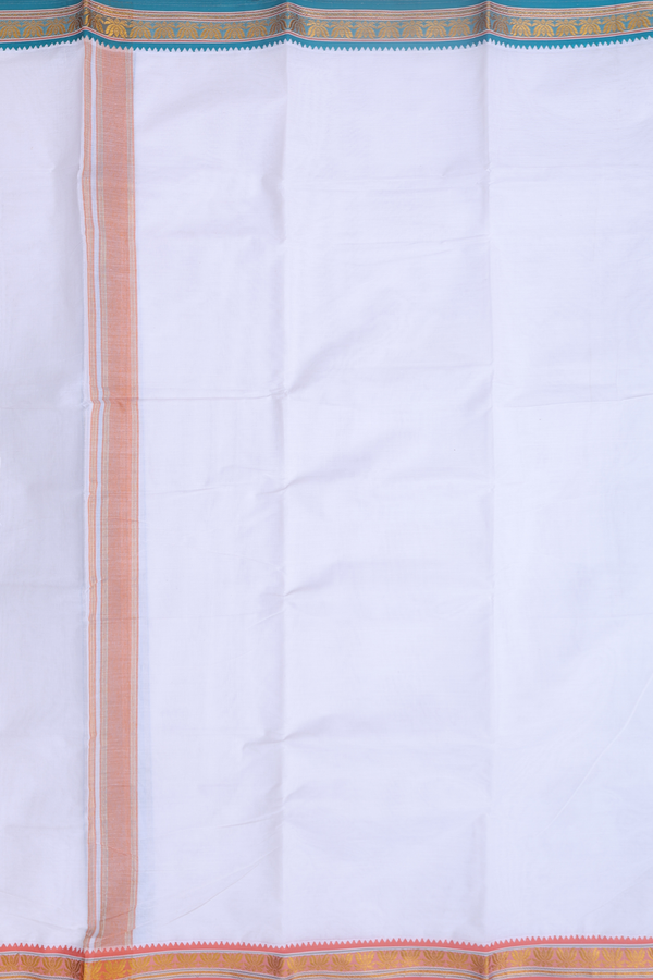 Ganga Jamuna Border White Cotton Dhoti With Angavastram Set