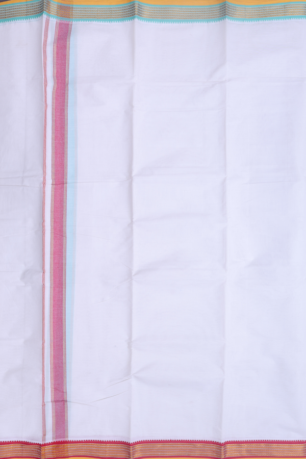 Ganga Jamuna Border White Cotton Dhoti With Angavastram Set