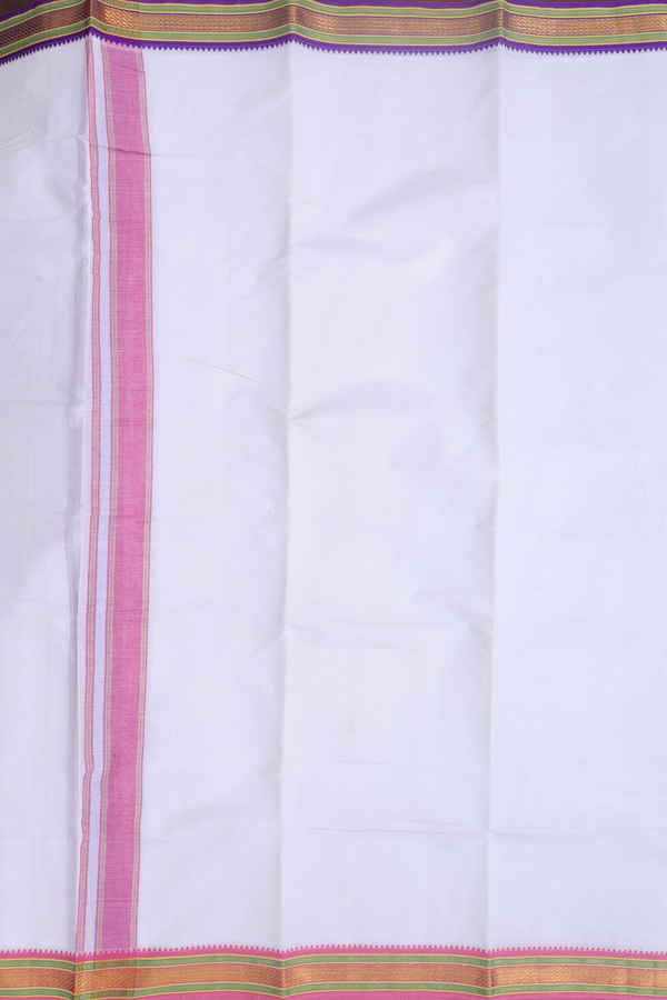 Ganga Jamuna Border White Cotton Dhoti With Angavastram Set
