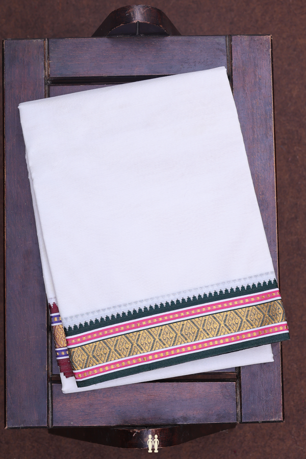 Ganga Jamuna Border White Cotton Dhoti With Angavastram Set