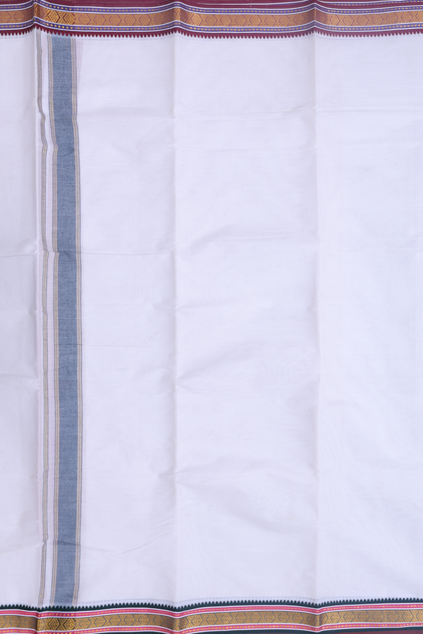 Ganga Jamuna Border White Cotton Dhoti With Angavastram Set
