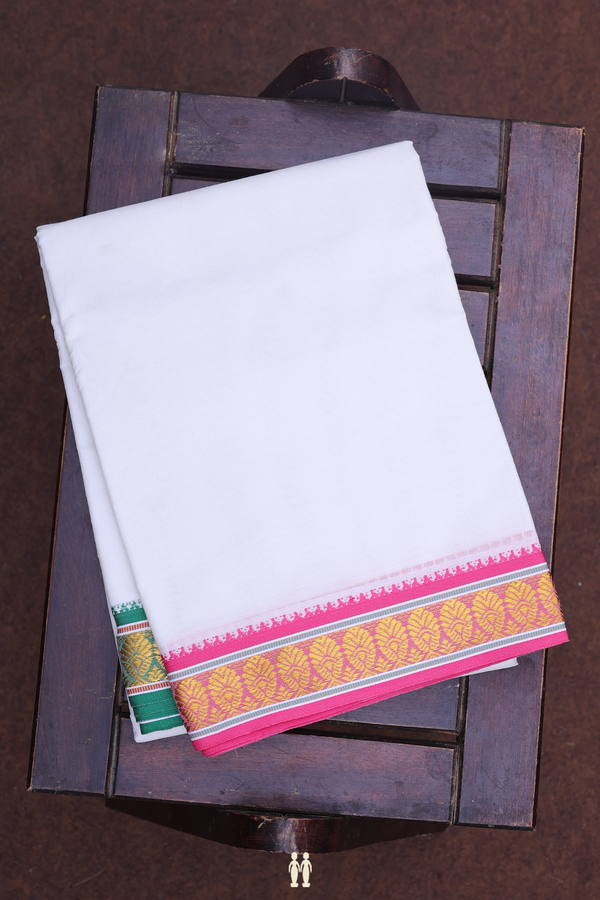 Ganga Jamuna Border White Cotton Dhoti With Angavastram Set