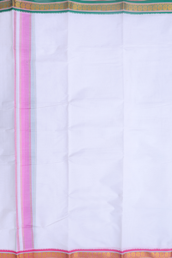 Ganga Jamuna Border White Cotton Dhoti With Angavastram Set