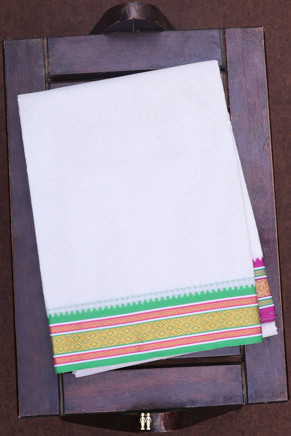 Ganga Jamuna Border White Cotton Dhoti With Angavastram Set