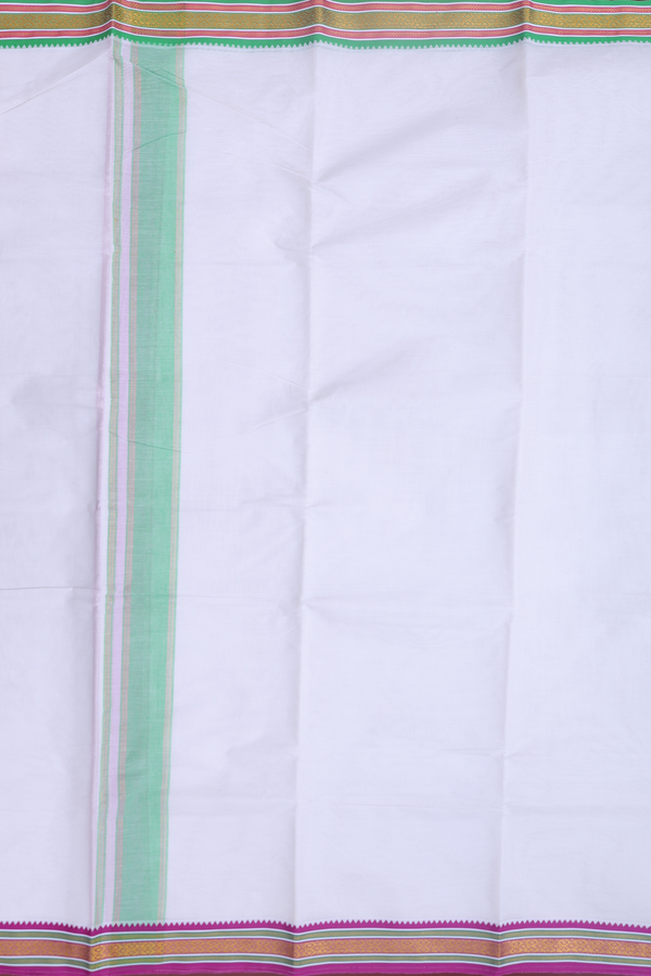 Ganga Jamuna Border White Cotton Dhoti With Angavastram Set