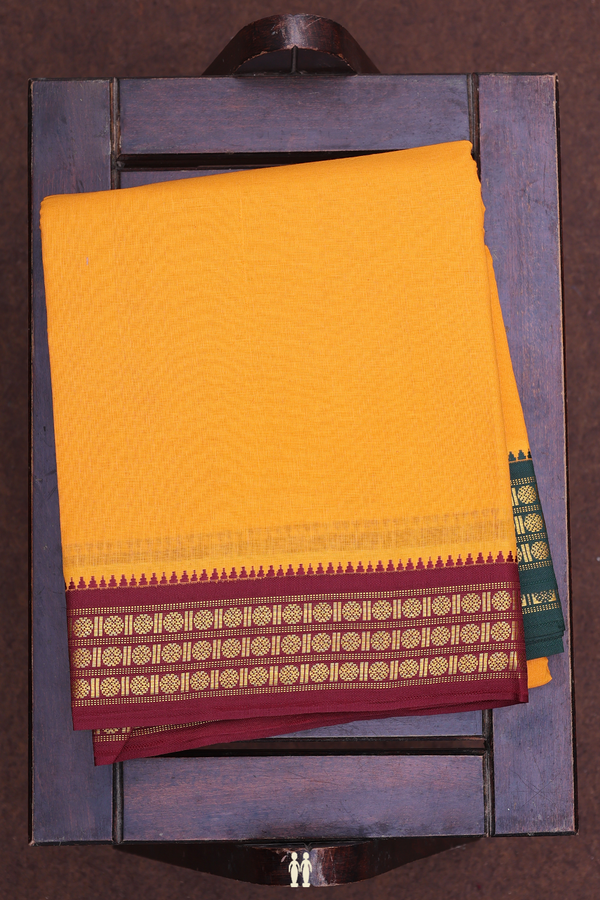 Ganga Jamuna Border Orange Cotton Dhoti With Angavastram Set