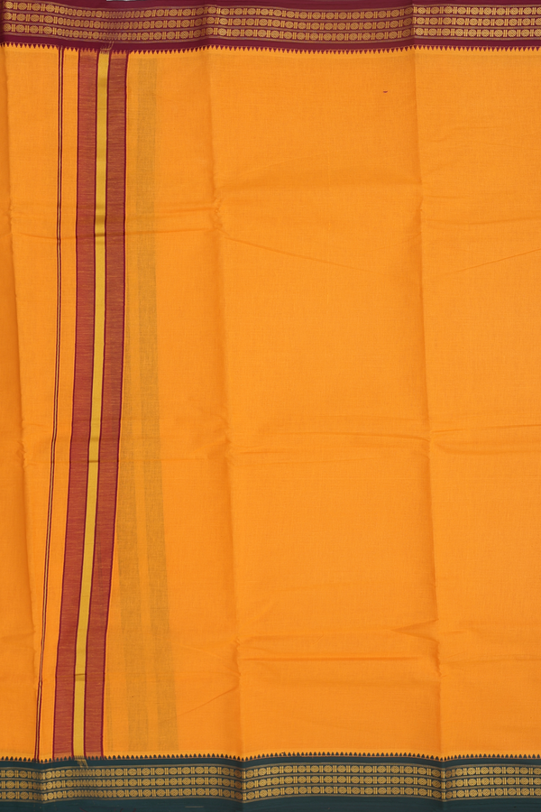 Ganga Jamuna Border Orange Cotton Dhoti With Angavastram Set