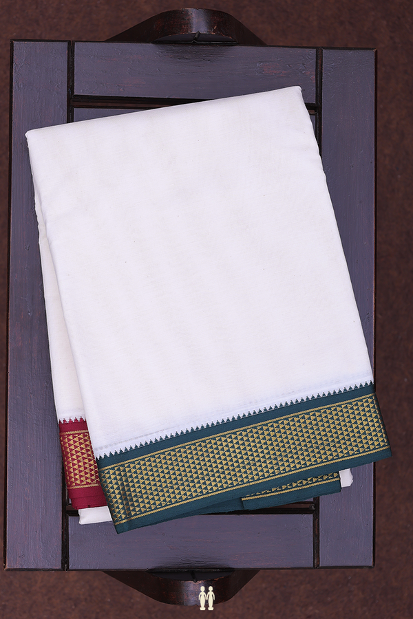 Ganga Jamuna Border White Cotton Dhoti With Angavastram Set